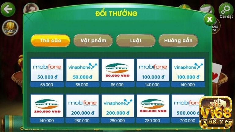 Game đổi thẻ bằng thẻ điện thoại