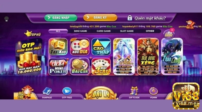 Các game bài đổi thẻ có tại web Vin68