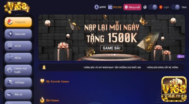 Chơi game bai doi tien Liêng online Vi68 nhận vô vàn khuyến mãi