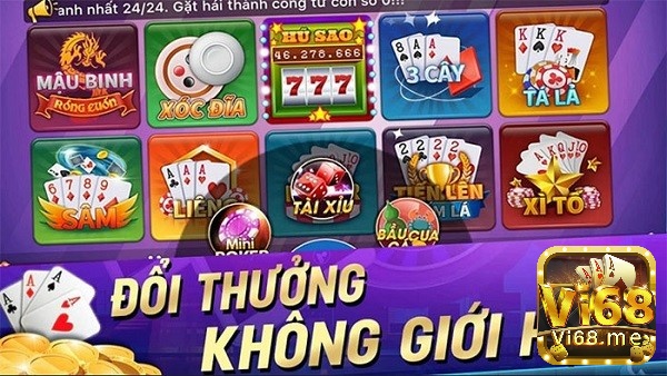 Các tựa game bài tại Vi68 cho tỷ lệ đổi thương cao