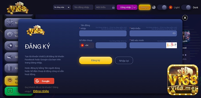 đăng ký chơi trò chơi ăn tiền thật tại Vi68