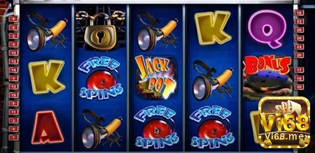 Kích hoạt Free Spins khi có nhiều hơn 3 biểu tượng cảnh báo đỏ trên guồng Burglin Bob